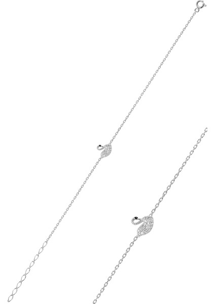 Gümüş Rodyumlu Kuğu Modeli Bileklik