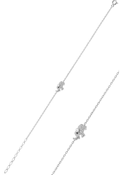 Gümüş Rodyumlu Fil Modeli Bileklik