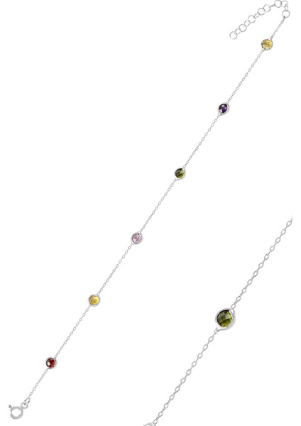 Gümüş Renkli Sıra Taşlı Bileklik