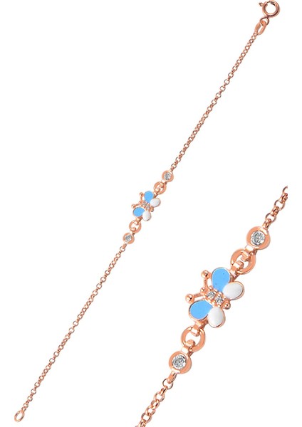 Gümüş Mineli Zirkon Taşlı Kelebek Modeli Bileklik