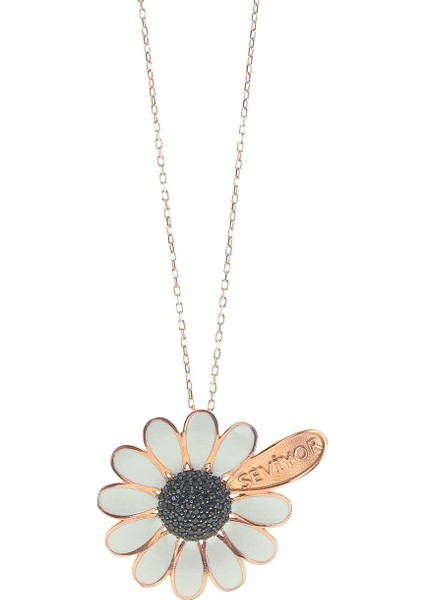 Gümüş Mineli Papatya Falı Kolye