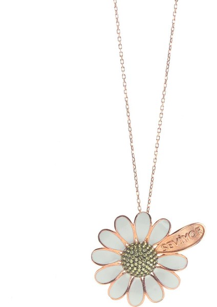 Gümüş Mineli Papatya Falı Kolye