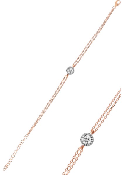 Gümüş Elmas Montürlü Tek Taşlı Bileklik