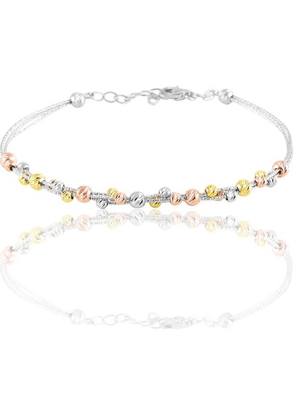 Gümüş Dorica Renkli Toplu Bilezik
