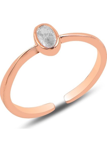 Gümüş Rose Zirkon Ayarlamalı Yüzük