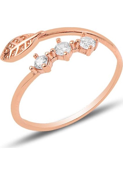 Gümüş Ayarlamalı Yaprak Modeli Yüzük