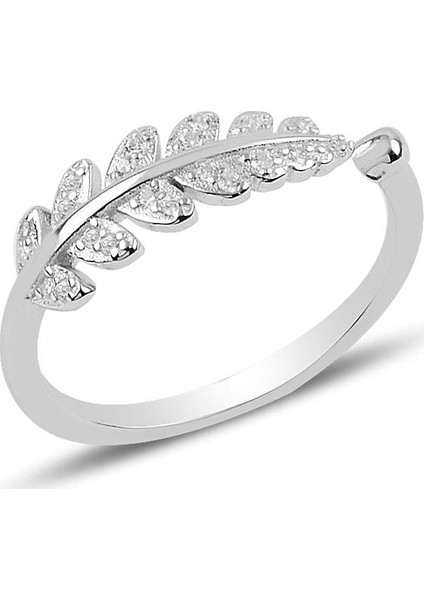 Gümüş Ayarlamalı Yaprak Modeli Yüzük