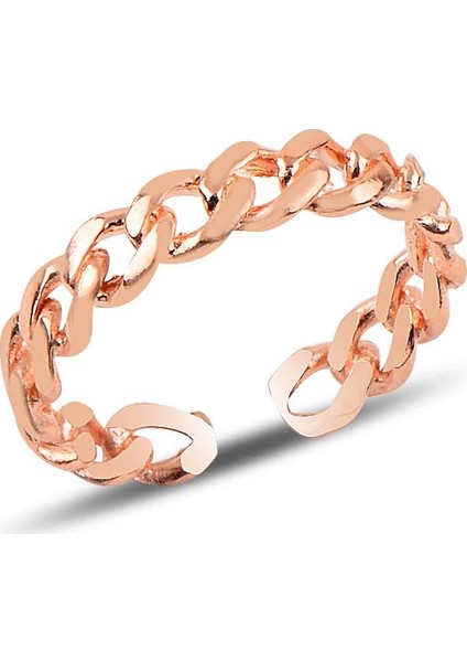 Gümüş Ayarlamalı Rose Zincir Modeli Yüzük