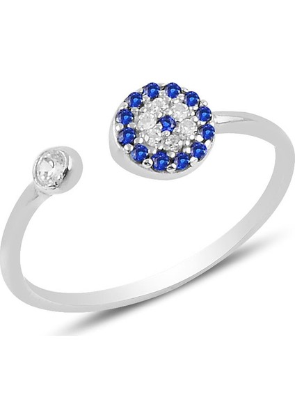 Gümüş Ayarlamalı Nazar Modeli Yüzük