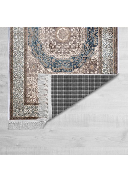 Dekoratif Özel Tasarım Pamuklu Dokuma Taban Yumuşak Dokulu Halı Gri - Bej 80 x 120 cm fiyatları