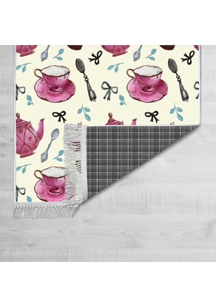 Dekoratif Özel Tasarım Pamuklu Dokuma Taban Yumuşak Dokulu Halı Pembe - Beyaz 80 x 120 cm fiyatları