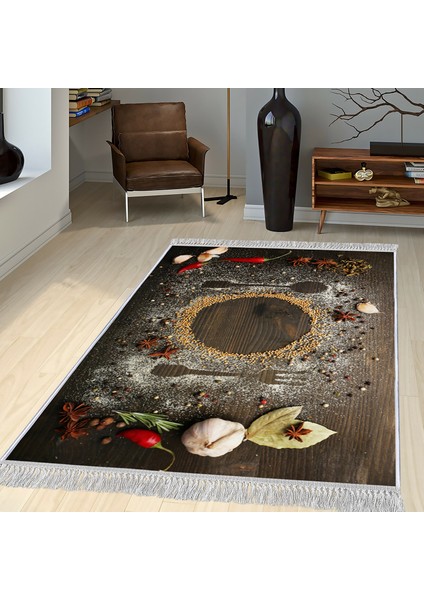 Dekoratif Özel Tasarım Pamuklu Dokuma Taban Yumuşak Dokulu Halı Kahverengi 100 x 150 cm