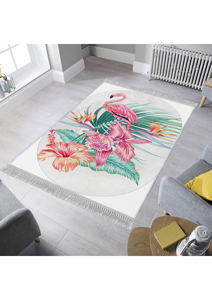 Dekoratif Özel Tasarım Pamuklu Dokuma Taban Yumuşak Dokulu Halı Pembe 80 x 120 cm