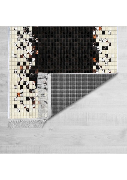 Dekoratif Özel Tasarım Pamuklu Dokuma Taban Yumuşak Dokulu Halı Siyah 80 x 120 cm fiyatları