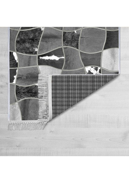 Dekoratif Özel Tasarım Pamuklu Dokuma Taban Yumuşak Dokulu Halı Gri 80 x 120 cm