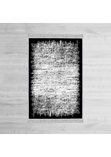Dekoratif Özel Tasarım Pamuklu Dokuma Taban Yumuşak Dokulu Halı Siyah - Beyaz 80 x 150 cm modelleri