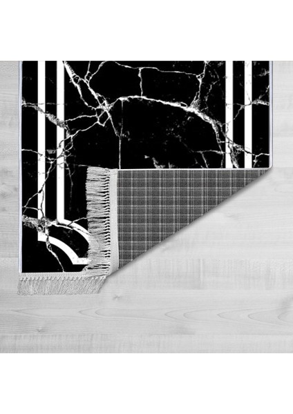 Dekoratif Özel Tasarım Pamuklu Dokuma Taban Yumuşak Dokulu Halı Siyah - Beyaz 80 x 120 cm fiyatları