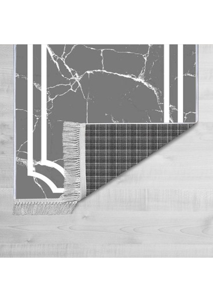 Dekoratif Özel Tasarım Pamuklu Dokuma Taban Yumuşak Dokulu Halı Gri - Beyaz 80 x 120 cm fiyatları