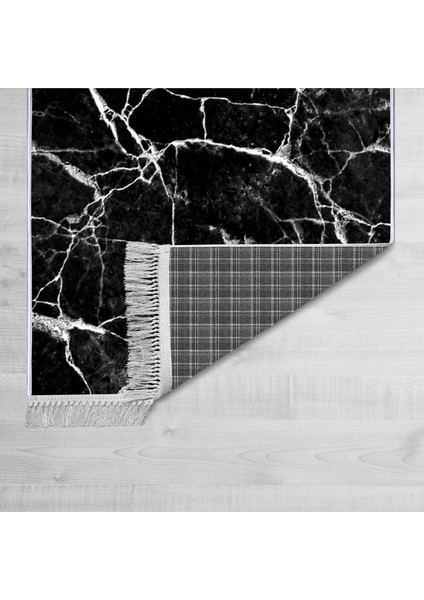 Dekoratif Özel Tasarım Pamuklu Dokuma Taban Yumuşak Dokulu Halı Siyah 80 x 120 cm fiyatları