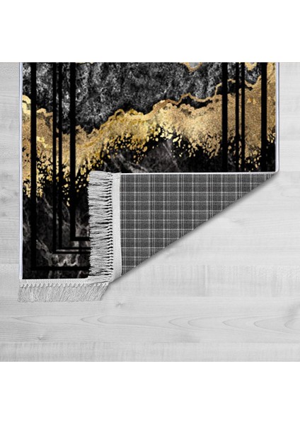 Dekoratif Özel Tasarım Pamuklu Dokuma Taban Yumuşak Dokulu Halı Siyah 80 x 120 cm fiyatları
