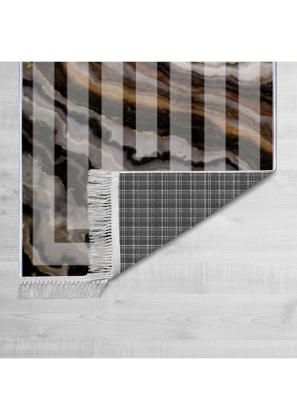 Dekoratif Özel Tasarım Pamuklu Dokuma Taban Yumuşak Dokulu Halı Siyah - Bej 80 x 120 cm fiyatları