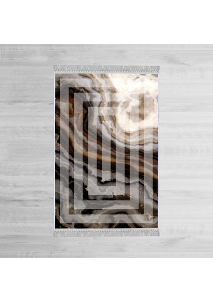 Dekoratif Özel Tasarım Pamuklu Dokuma Taban Yumuşak Dokulu Halı Siyah - Bej 80 x 120 cm modelleri