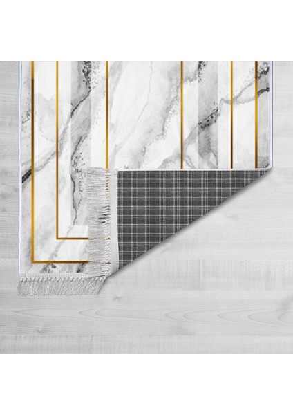 Dekoratif Özel Tasarım Pamuklu Dokuma Taban Yumuşak Dokulu Halı Gri - Gold 80 x 120 cm fiyatları