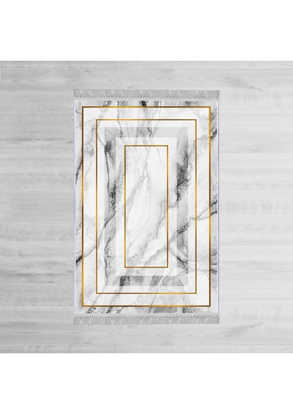 Dekoratif Özel Tasarım Pamuklu Dokuma Taban Yumuşak Dokulu Halı Gri - Gold 80 x 120 cm modelleri