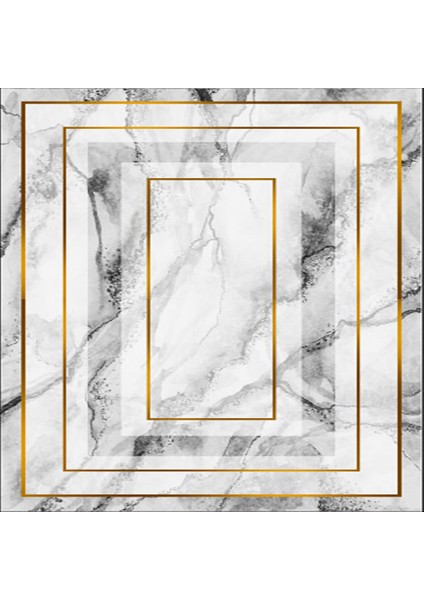 Dekoratif Özel Tasarım Pamuklu Dokuma Taban Yumuşak Dokulu Halı Gri - Gold 80 x 120 cm fırsatları