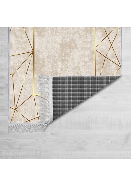 Dekoratif Özel Tasarım Pamuklu Dokuma Taban Yumuşak Dokulu Halı Krem - Gold 80 x 120 cm fiyatları