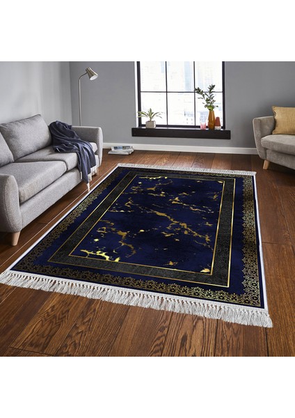 Dekoratif Özel Tasarım Pamuklu Dokuma Taban Yumuşak Dokulu Halı Siyah 80 x 150 cm