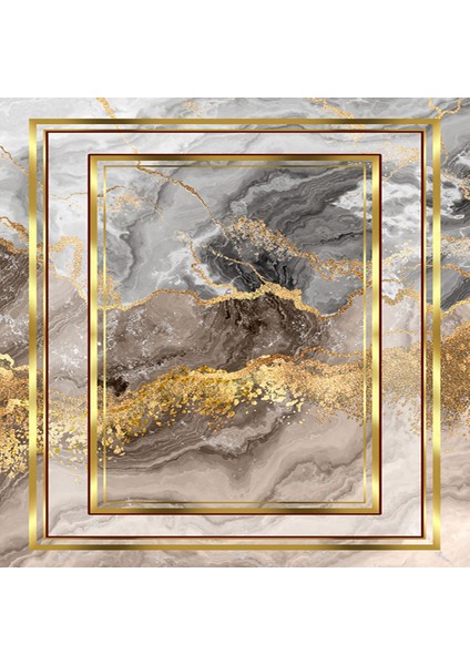 Dekoratif Özel Tasarım Pamuklu Dokuma Taban Yumuşak Dokulu Halı Gri - Gold 80 x 120 cm