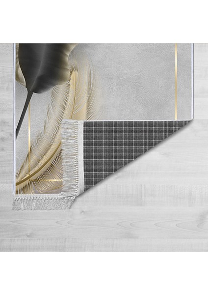 Dekoratif Özel Tasarım Pamuklu Dokuma Taban Yumuşak Dokulu Halı Krem 80 x 120 cm