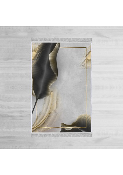 Dekoratif Özel Tasarım Pamuklu Dokuma Taban Yumuşak Dokulu Halı Krem 80 x 120 cm