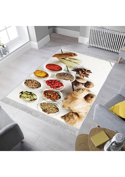 Dekoratif Özel Tasarım Pamuklu Dokuma Taban Yumuşak Dokulu Halı Beyaz 80 x 120 cm