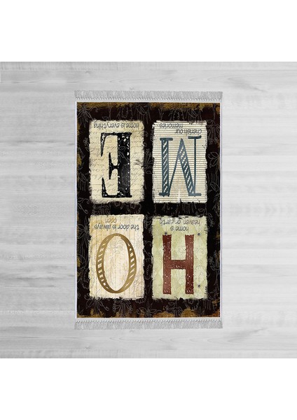 Dekoratif Özel Tasarım Pamuklu Dokuma Taban Yumuşak Dokulu Halı Siyah - Bej 80 x 120 cm modelleri