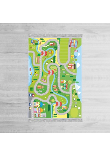 Dekoratif Özel Tasarım Pamuklu Dokuma Taban Yumuşak Dokulu Modern Çocuk Halısı Yeşil 80 x 120 cm modelleri