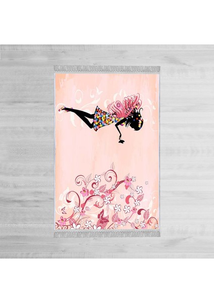 Dekoratif Özel Tasarım Pamuklu Dokuma Taban Yumuşak Dokulu Antibakteriyel Çocuk Halısı Pembe 80 x 120 cm modelleri