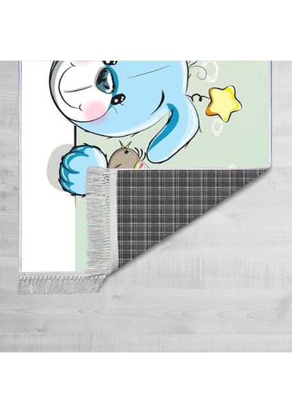 Dekoratif Özel Tasarım Pamuklu Dokuma Taban Yumuşak Dokulu Modern Çocuk Halısı Mavi - Beyaz 80 x 120 cm fiyatları