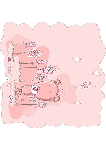 Dekoratif Özel Tasarım Pamuklu Dokuma Taban Yumuşak Dokulu Çocuk Halısı Pembe - Beyaz 80 x 120 cm fırsatları
