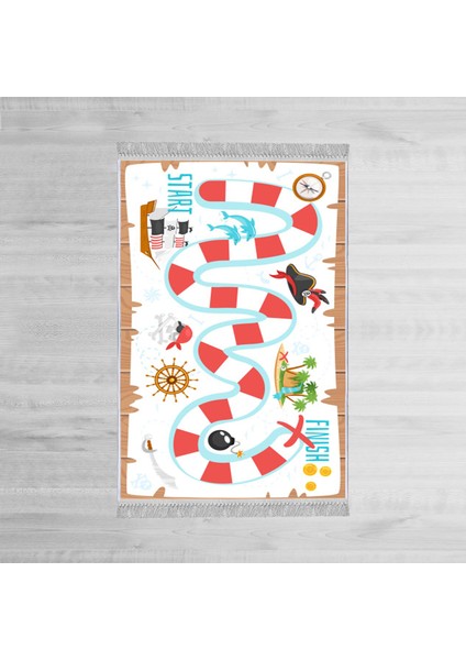 Dekoratif Özel Tasarım Pamuklu Dokuma Taban Yumuşak Dokulu Çocuk Halısı Beyaz - Turkuaz 80 x 120 cm modelleri