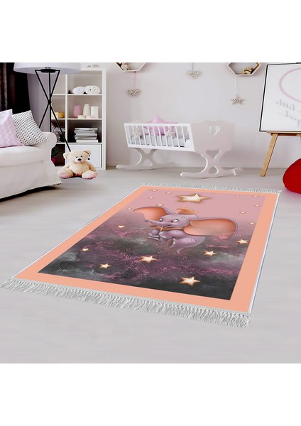 Dekoratif Özel Tasarım Pamuklu Dokuma Taban Yumuşak Dokulu Modern Çocuk Halısı Lila 80 x 120 cm