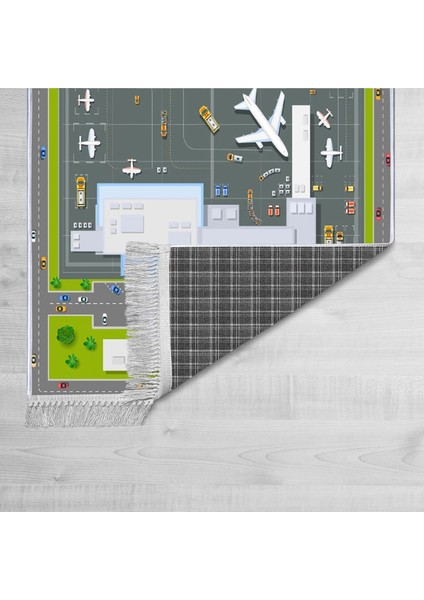 Dekoratif Özel Tasarım Pamuklu Dokuma Taban Yumuşak Dokulu Çocuk Halısı Yeşil - Bej 80 x 120 cm fiyatları