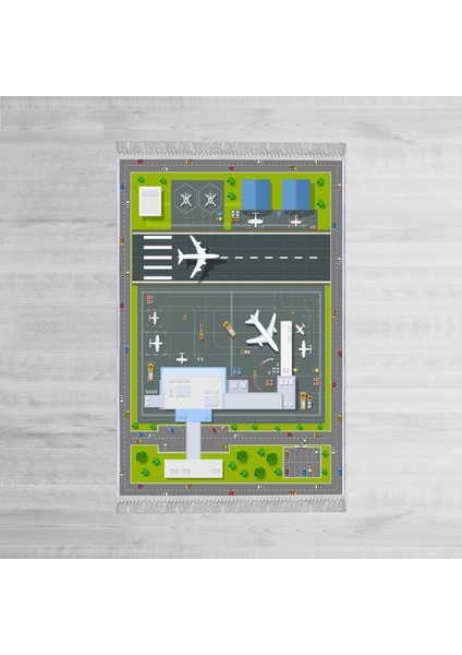 Dekoratif Özel Tasarım Pamuklu Dokuma Taban Yumuşak Dokulu Çocuk Halısı Yeşil - Bej 80 x 120 cm modelleri