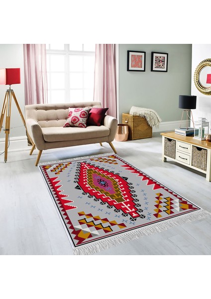 Dekoratif Özel Tasarım Şönil Dokuma Taban Yumuşak Dokulu Halı Renkli 140 x 220 cm