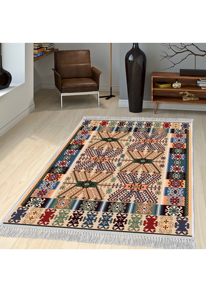 Dekoratif Özel Tasarım Şönil Dokuma Taban Yumuşak Dokulu Halı Renkli 80 x 150 cm