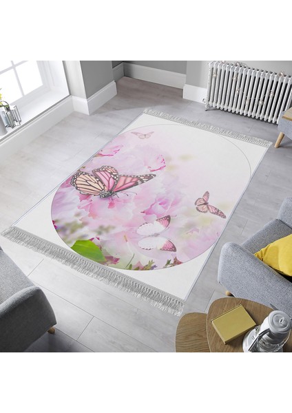 Dekoratif Özel Tasarım Şönil Dokuma Taban Yumuşak Dokulu Halı Renkli 80 x 120 cm