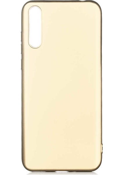 Huawei P Smart S (Y8P) Kılıf Mat Premium Silikon Kılıf Gold + Cam Ekran Koruyucu