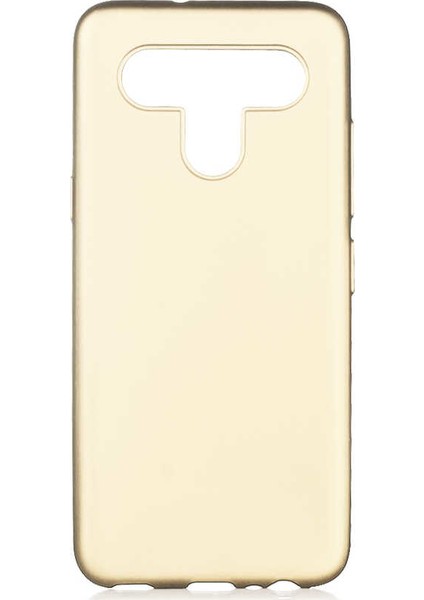 LG K41S Kılıf Mat Premium Silikon Kılıf Gold + Cam Ekran Koruyucu