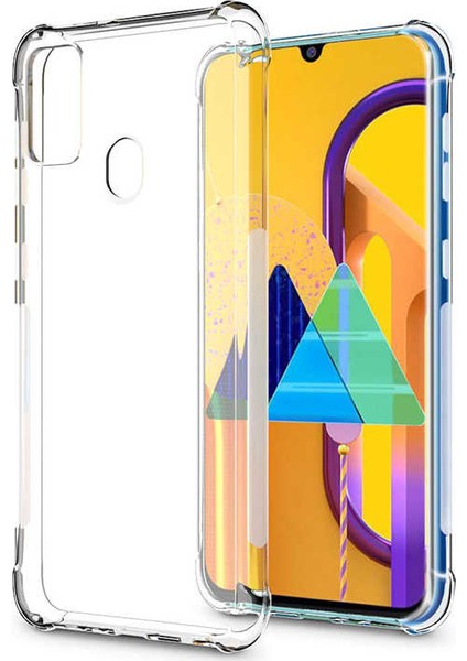 Samsung Galaxy M30S Kılıf Ultra Korumalı Şeffaf Anti Shock Kılıf + Tam Kaplayan 5D Cam Ekran Koruyucu